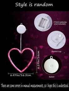 3个情人节窗户装饰灯，带定时器，电池供电，粉色心形吸盘LED灯，粉色心形轮廓吸盘LED灯，适用于2026年节日壁炉室内家居装饰、结婚纪念日家居装饰 - 紫色 - 查看 4