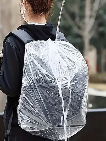 透明一次性户外背包防雨罩、单肩包防尘罩、拉杆箱防水罩。适用于各种包袋和家用电器。小巧便携，是办公、户外、旅行、露营等场合的理想之选。也是馈赠家人、朋友和同事的绝佳礼物。