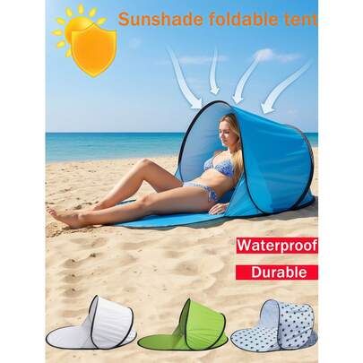 1/2件装多色户外单人帐篷，快速搭建无需组装，银涂层防紫外线面料，防晒、遮阳、防水，单层沙滩帐篷，露营防晒钢丝帐篷，沙滩防晒单层帐篷，适用于露营、海滩、海边、草坪、家庭郊游