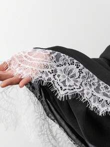 1 Stück Mitternachts-Spitze Modal Hidschab Schal, Boho Muslimische Frauen leichter Viskose Voile Schal, modischer Kopftuch geeignet für den täglichen Gebrauch und alle Jahreszeiten - Verschiedenfarbig - Übersicht 6