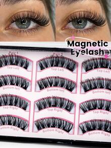 MAANGE 3 Pairs Magnetic Natural False Eyelashes ,Reusable Natural Manga Eyelashes,Natural Manga Lashes Cat-Eye Fluff Wispy Soft Lashes Fake Eyelashes False Eyelashes Strip,Natural Soft Eyelash Crisscross Wispy Fluff Lashes,Naturally Slender, Curled And Enlarged Eyes,For Women To Use Travel, Party,Natural Eye Lashes,Girl Day Gift ﻿ - Black - View 4