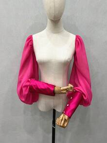 1pc White Chiffon Puff Sleeve Long Bridal Decorative Sleeve Cuffs With Elastic - Multicolor - View 19