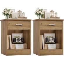 Nightstand, Set Of 2, 2-Tier Side Table With Drawer And Storage Shelf, Bedside Table End Table, Modern Night Stand For Bedroom, Home Office,Wooden Grain - Wooden Grain - View 11