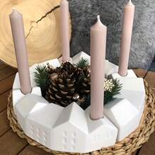 1 buc DIY mucegai de lut stil nordic casă combinație mucegai de ipsos casă, sfeșnic, vază de flori, recipient pentru lumânări, mucegai de silicon, mucegai de rășină epoxidică, potrivit pentru DIY lucrat manual, recipient pentru depozitarea bijuteriilor, decor de sărbători - alb - Vizualizare 8
