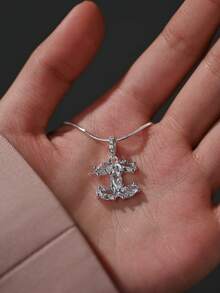 1件银项链，镶嵌锆石，百搭铜质，适合约会、聚会、送礼和日常佩戴。 - 銀色 - 查看 3