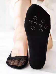 5/10 Pairs Women Peacock Plume Lace Boat Socks Summer Slippers Non-Slip Breathable Lace Invisible Fashion Sexy Non-Slip Cool Thin Sock - Multicolor - View 7