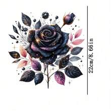 1pc/2pcs/3pcs Dreamy Shiny Dark Rose Heat Transfer Patches, Iron-On And Washable, Suitable For T-Shirts, Jeans, Sweaters, Handbags, Pillows, Cushions - L - View 2