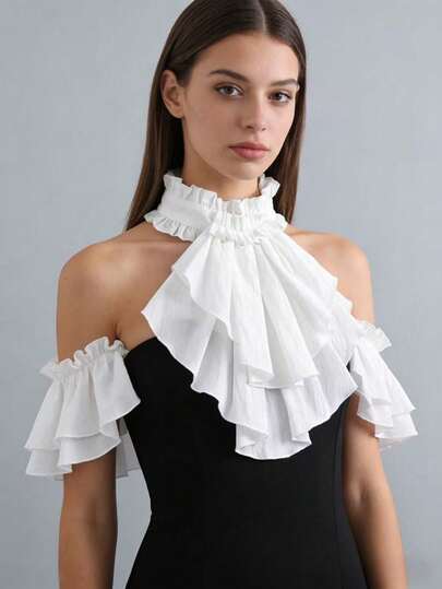  1 chiếc cổ áo rời nhiều lớp kiểu quý tộc cổ điển, phụ kiện trang trí cổ áo cho trang phục quý ông trẻ em.