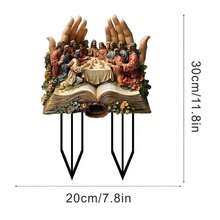 《最后的晚餐》亚克力花园摆件 - 优雅的庭院艺术品，配有木质底座，是户外草坪和花园装饰的完美之选，增添宗教魅力，是理想的礼物之选，木质，庄严，花园装饰 - C - 查看 3