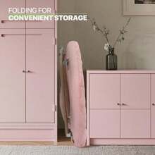 Folding Saucer Chair For Adults With Ottoman, Circle Reading Chair For Bedroom, Living Room & Dorm, Furry Comfy Accent Seat With Metal Leg & Thick Padded For Small Spaces (Pink, 1 Pack) - Hồng/Vàng - Xem 5