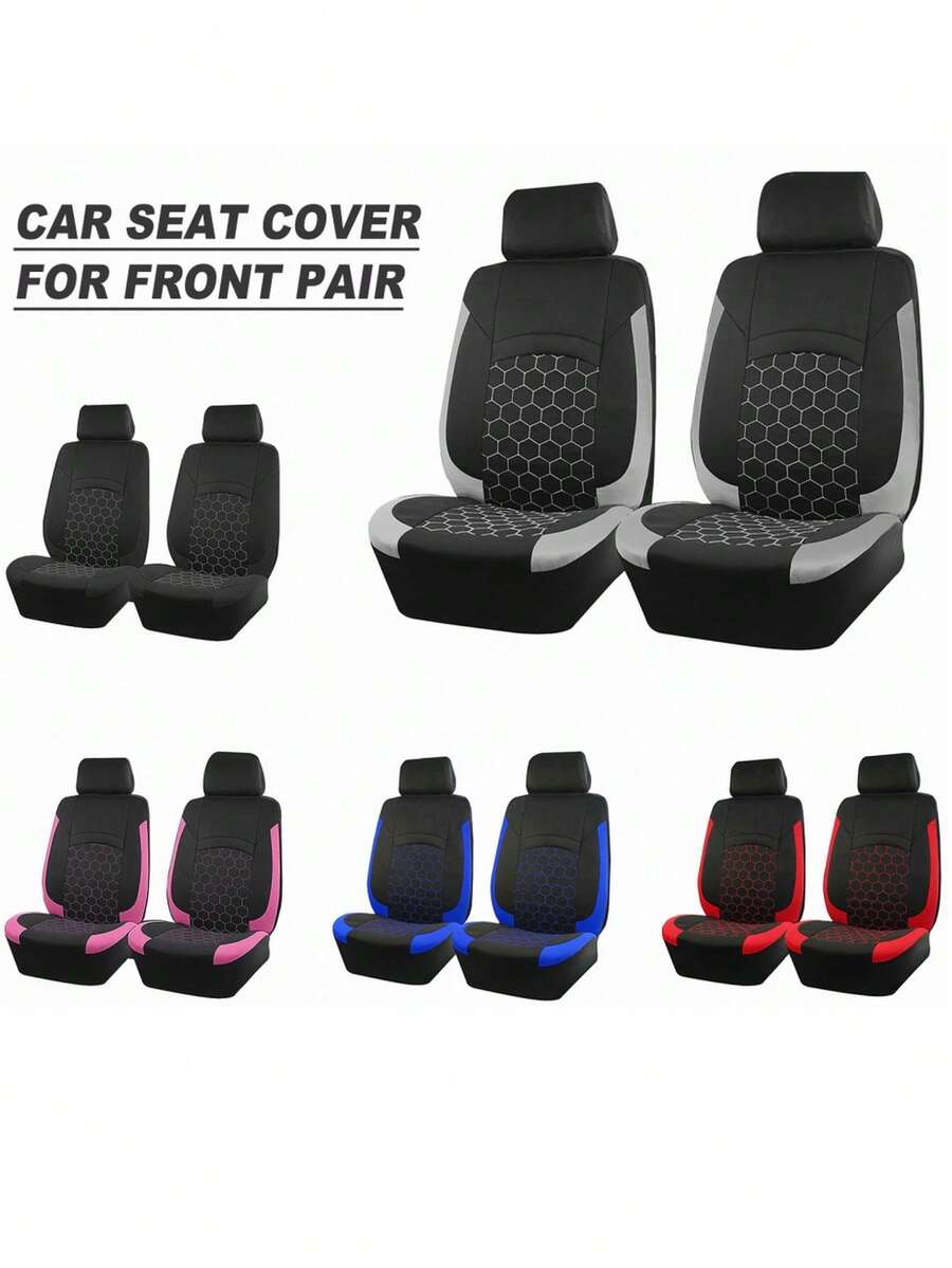 Funda de asiento de coche con estilo deportivo, de poliéster con acolchado y bordado de fútbol, ajuste universal para la mayoría de los coches - 2 asientos delanteros - Ver 1