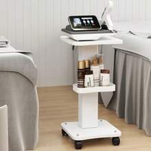 carrito organizadorBryxent Carro de Belleza Carro Auxiliar de Belleza Carrito de Salón de Niveles Carrito de Esteticista Salón de Profenal con Bandeja Adicional 4 Ruedas Giratorias - Blanco - Ver 1