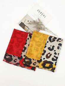 1 st. leopardmönstrad lapptäckssjal för kvinnor, eleganta och trendiga halsdukar, mångsidiga för flera tillfällen - Multifärgad - Visa 10