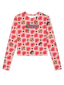 Whysmera SHEIN X Powerpuff Girls Women's Cute Multi-Color Print Top - Comfortable & Adorable Casual Style, Suitable For Everyday Wear - Multicolor - View 4