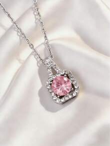 1件优雅方形水钻吊坠项链，不锈钢链，持久不褪色，适合日常佩戴和特殊场合。 - 人造鋯石項鍊 - 查看 7