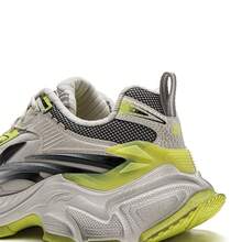 Zapatos casuales retro Y2K con suela gruesa Li-Ning STARLIT L2K para hombres, material de malla y ante, AGLW005 - ceniza de cocina - Ver 9