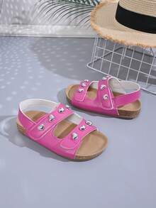 儿童凉鞋、夏季女童凉鞋、男童罗马凉鞋、儿童沙滩鞋、婴儿鞋 - 玫紅色 - 查看 3