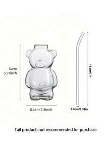 1pc Cartoon Bear Pattern Glass Coffee Cup, Cute & Fun Girl's Birthday Gift, Creative & Adorable, Cocktail Cup, Juice Drink Cup, New Year, Back To School, Valentine's Day - Multicolor - View 11