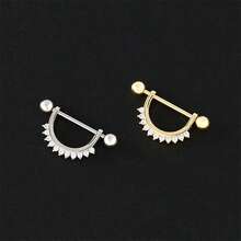 1pc Minimalist Fashion Women's U-Shaped Zirconia Stud Earring - Gold - View 5