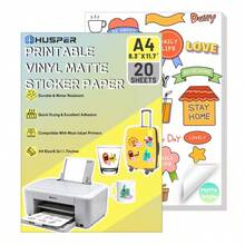 20pcs A4 Printable Vinyl Sticker Paper, Matte Waterproof Self-Adhesive Labels, White Vinyl Sheets Suitable For Cutting Machines, Inkjet Printers, DIY Crafts, Water Bottles, And Small Business Labeling (8.3x11.7 Inches) - 10ps - View 2