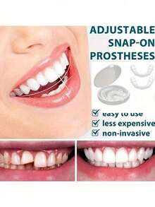 4 piezas/5 piezas Herramientas dentales, Dentaduras cosméticas cómodas y ajustables: Dientes superiores e inferiores, Crea una sonrisa segura y encantadora - Multicolor - Ver 3