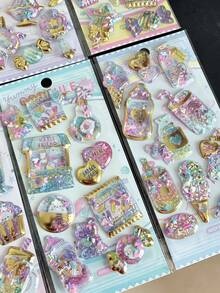 Cute Gold Border Shiny Candy Rocking Stickers For Children's Exchange Stickers - Multicolor - View 6