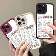 2026年カレンダー電話ケース  17 Air、17 Pro、17 Pro Max、16 Pro Max、16 E、15/14 Plus、12/13 Mini、11、X、Xr、XS MAX、7/50 Plusを使う 耐衝撃性ソフトTPUバックカバー ギフトを使う - ブラック - チェックする 4