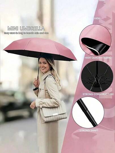 Small Folding Umbrella, Mini Pocket Waterproof Portable Travel Umbrella, Sunshade Umbrella Women Sunscreen UV Sunscreen Umbrella 2 In 1 Mini Six Fold Ultra Light Compact Portable, Mini Travel Umbrella, Compact Portable Sunny And Rainy Dual Purpose Umbrella, Wind Shade, 99% UV Protected, Suitable For Both Men And Women, Durable Structure, Sunscreen And Rainproof