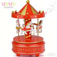 Caja De MúSica CláSica Accionada A Mano, Regalo De CumpleañOs Creativo Y RomáNtico Para Parejas, Elegante DecoracióN De Escritorio, Caja De MúSica De Carrusel Giratorio A Cuerda, Ornamento Musical Con TemáTica De Caballos Blanco-Rosa-Rojo-Azul, Caja De MúSica Decorativa Para DecoracióN De PasteleríA Y Ocasiones De Regalo, Caja De MúSica Giratoria - rojo - Ver 11
