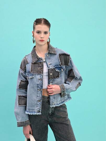 Patchwork Jacket With Fringe Details-MADE IN TURKEY