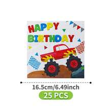 Monster Truck Disposable Plate, Napkin, Cup Set, Plates, Napkins And Cups Party Supplies, Serves 8 Guests, Disposable Paper Plates Party Tableware Suitable For Birthday, Wedding, Theme Party, Family Picnic - Multicolor - View 8