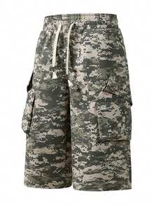 Quần lửng cargo nam mùa hè thời trang, đa năng, họa tiết rằn ri kỹ thuật số, kiểu dáng thường ngày. - Màu vàng - Xem 2