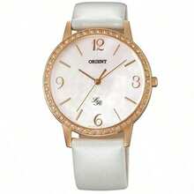 Orient Đồng hồ nữ mặt lớn, dây da trắng, thời trang thanh lịch, quà tặng cho phái nữ, FQC0H002W0 - trắng - Xem 1