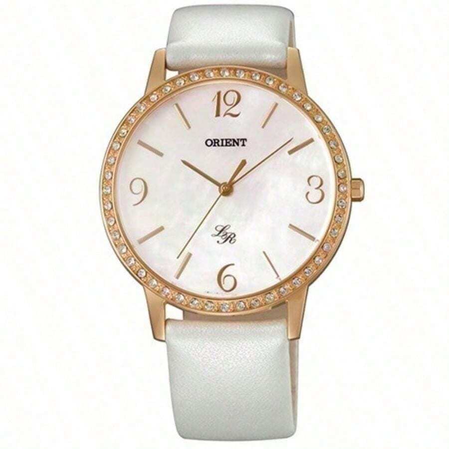 Orient Đồng hồ nữ mặt lớn, dây da trắng, thời trang thanh lịch, quà tặng cho phái nữ, FQC0H002W0 - trắng - Xem 1