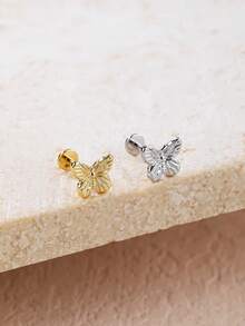 1pc Elegant Titanium Steel Butterfly Stud Earrings, Suitable For Women's Daily Wear - Butterfly - View 1
