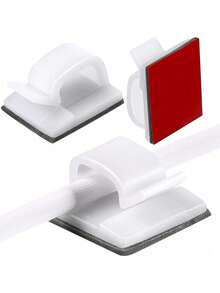 20/1pc Transparent Adhesive Cable Clips - Reusable Self-Adhesive Cable Organizer Clips, Cable Ties And Wire Clips With Strong Sticky Backing. Made Of Plastic, These Clips Can Be Used To Secure Decorative Lights, Wall Cables, Etc. Easy To Remove, Suitable For Home, Office, TV And Ceiling Light Cable Management - Multicolor - View 6