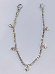 1 pieza Cadena de zapato con colgante de estrella de cristal brillante, accesorio de zapato versátil y de moda - Plateado - Ver 3