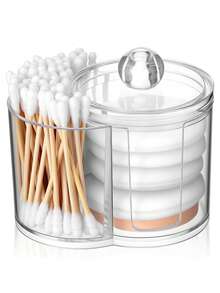 Bathroom Cotton Pad And Cotton Swab Storage Box, Small Plastic Cotton Swab Box With Lid, Bathroom Accessory Storage Box For Cotton Pads, Cotton Swabs, Toothpicks, Etc. - Multicolor - View 1