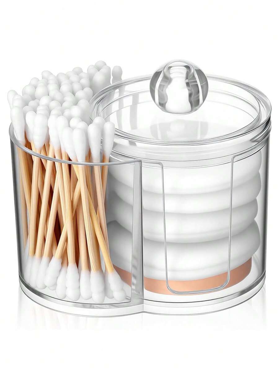 Bathroom Cotton Pad And Cotton Swab Storage Box, Small Plastic Cotton Swab Box With Lid, Bathroom Accessory Storage Box For Cotton Pads, Cotton Swabs, Toothpicks, Etc. - Multicolor - View 1