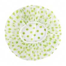 Waterproof Women's Shower Caps With Lightweight And Elastic Material Suitable For Hotel Travel - 綠色小圓點 - 查看 1
