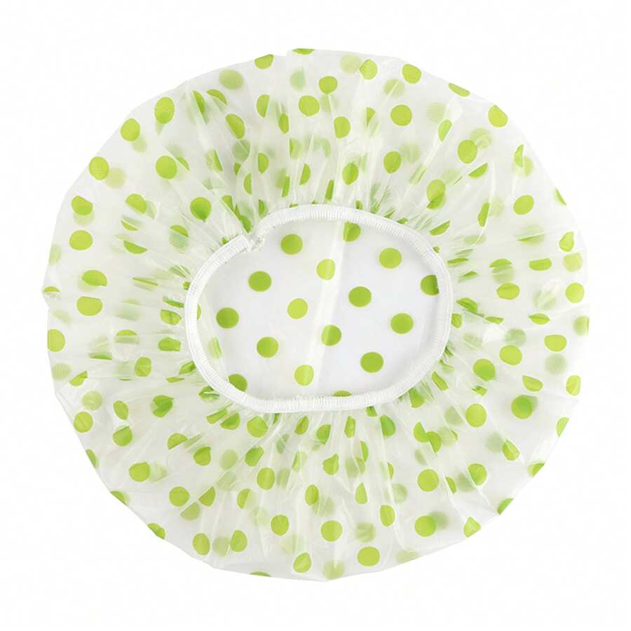 Waterproof Women's Shower Caps With Lightweight And Elastic Material Suitable For Hotel Travel - 綠色小圓點 - 查看 1