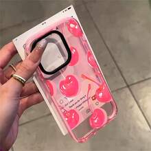 Cherry Phone Case, Pop Art Style, For Compatible With IPhone 17/17pro/17promax/17Air/Iphone16/16pro/16plus/16promax/15/15promax/15pro/11/12/13/14promax/12mini/13mini/11pro/11promax/12pro/12promax/13pro/13promax/14pro/14promax, Summer Fruit Treat Gift, Vibrant Sweet Icon Present - Màu Hồng baby - Xem 2