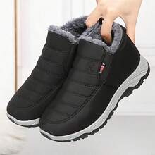 男女通用情侣雪地靴，秋冬季户外运动鞋/靴，女士踝靴，男士冬季靴/踝靴，秋冬季踝靴，徒步靴，户外露营登山靴，男士冬季套脚鞋，黑色/蓝色户外运动安全鞋/靴，适合秋冬季的女士雪地靴 - 黑色 - 查看 2