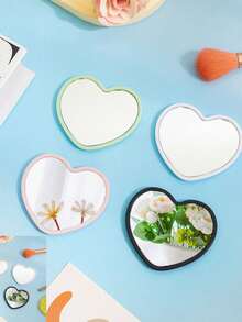 1/3/6/10/20/30/50个装心形便携式口袋镜,现代简约设计,高清画质,迷你化妆镜,学生宿舍适用,女士礼物,粉色-白色-绿色-黑色可选 - A - 查看 5