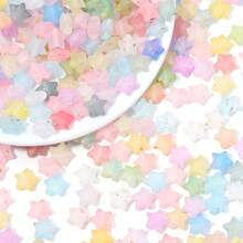 200pcs/Pack Acrylic Translucent Gold-Plated Pentagram Beads - Shiny Smooth Matte Surface Transparent Star Shaped Beads, Suitable For Handmade Crafts, DIY Bracelets, Necklaces, Earrings, Jewelry, New Year Gift Making Materials - Multicolor - View 7