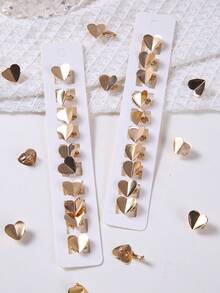 10pcs/Set Gold Heart Shaped Hair Clips, Cute Decorative Hair Accessories For Girls, Stylish Hairpins For Bangs And Hairstyles - Gold - View 6