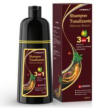 IIIMEIDU MEIDU Hair Dye, 500ml, Unisex Shampoo And Dye, 3 In 1 Long-Lasting, Effectively Covers Gray Hair, Contains Ginseng, Ginger, Black Sesame And Other Extracts For Hair Care, Suitable For All Hair Types. - 深棕色 - 查看 11