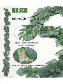 1 件人造桉树藤蔓，仿柳树和桉树组合藤蔓，带有丝绸般的绿色叶子，人造悬挂植物，绿色装饰，适合情人节、母亲节、春季装饰、家居装饰、门廊装饰、婚礼、派对、房间装饰、卧室装饰、春季婚礼拱门和墙饰。 - 彩色 - 查看 7