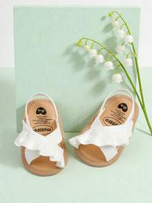 婴儿男女童夏季凉鞋派对婚礼礼服平底鞋新生儿学步鞋学步鞋0-18个月 - 白色 - 查看 2