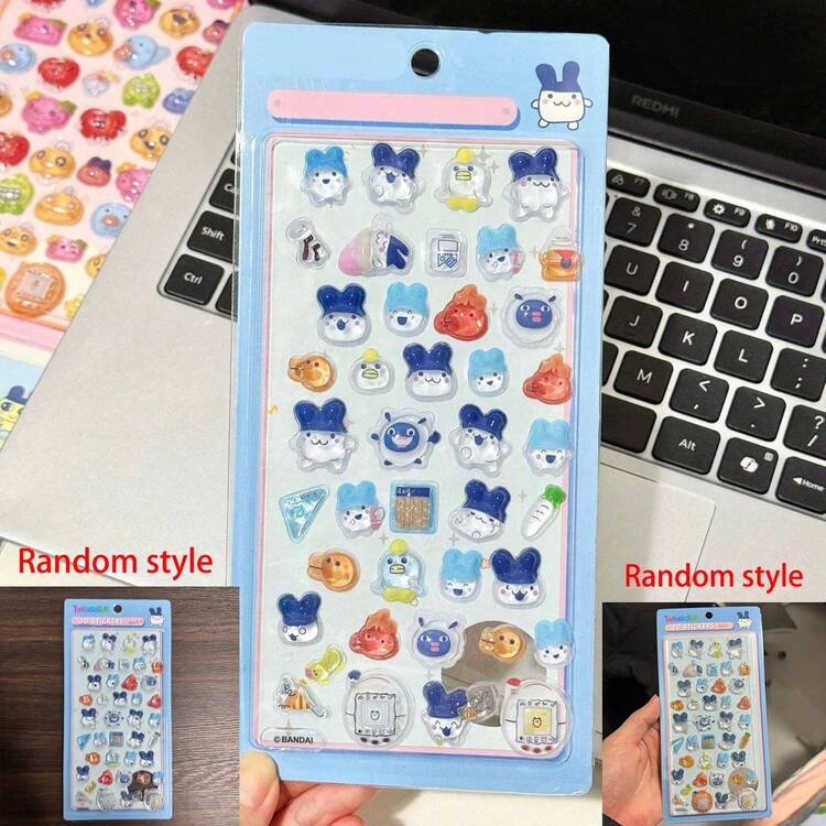 1张卡通猫咪3D贴纸，可爱猫咪设计3D贴纸，适用于DIY手机壳、笔记本、工艺品、电脑、礼品包装、派对装饰，完美的节日礼物、粉丝和学生礼物（款式随机） - 彩色 - 查看 6